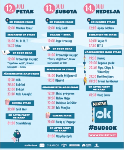 Program i satnice šestog po redu Nektar OK Festa