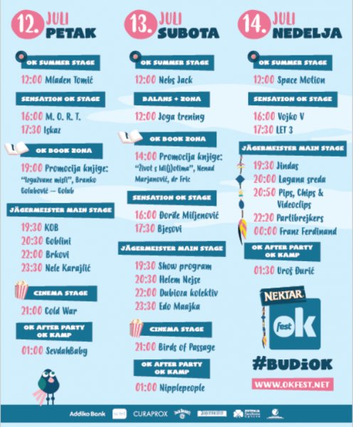 Program i satnice šestog po redu Nektar OK Festa