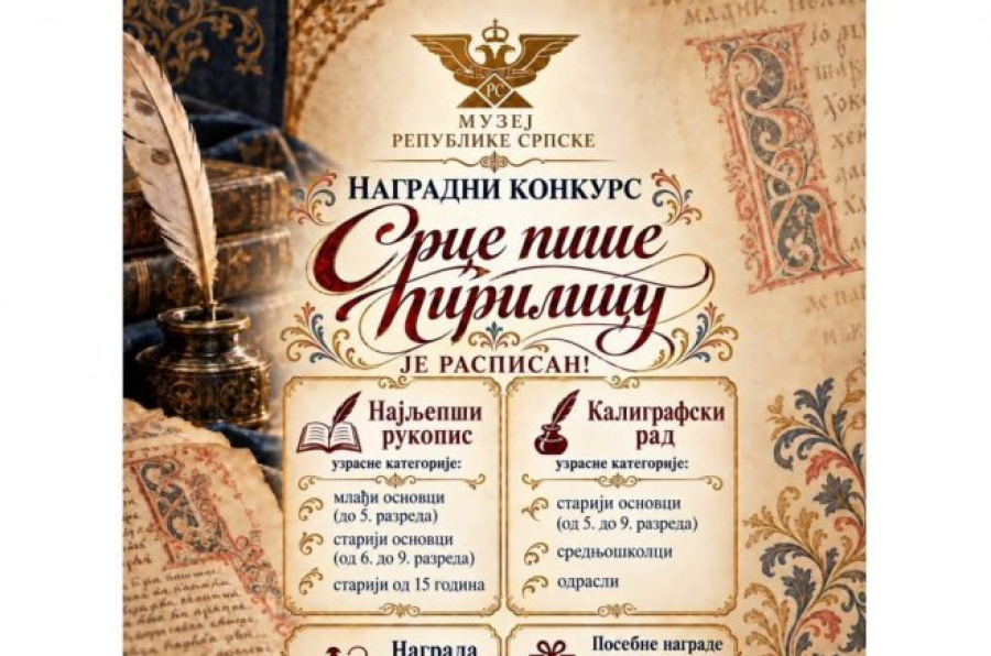 Konkurs za izbor najljepšeg ćiriličnog rukopisa do 31. oktobra
